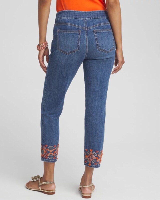 Pull-on Embellished Cropped Jeans - image 3